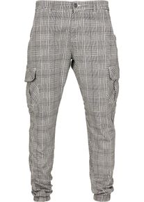 Urban Classics Herren Cargohose "Urban Classics Herren AOP Glencheck Cargo Jog Pants", weiß, Gr. XL, kariert, 98% Baumwolle, 2% Elasthan, Hosen
