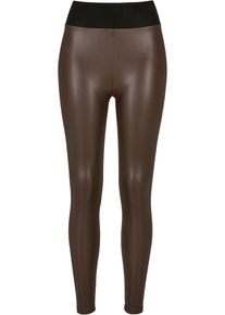 Urban Classics Damen Leggings "Urban Classics Damen Ladies Faux Leather High Waist Leggings", braun, Gr. XS, unifarben, 91% Polyester, 9% Elasthan,