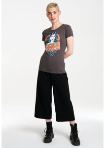 logoshirt Damen T-Shirt "Wonder Woman", grau, casual, Gr. S, bedruckt, 100% Baumwolle, Shirts, mit tollem Frontprint