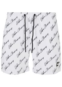 Urban Classics Herren Badeshorts "Urban Classics Herren Pattern Swim Shorts", weiß, Gr. 4XL, 100% Polyester, Badehosen
