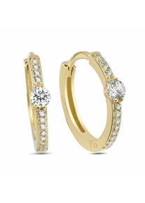 dKeniz Damen Paar Creolen "Creolen Solitär 925/- Sterling Silber", ONE-SIZE, Silber 925 (Sterlingsilber), gold, Silber 925 (Sterlingsilber), Ohrringe