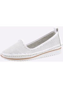 Heine Damen Slipper, Gr. 37, weiß, Leder, Leder, sportlich, Schuhe