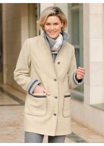Casual Looks Damen Langjacke, beige, Gr. 48, meliert, unifarben, 100% Polyester, Jacken