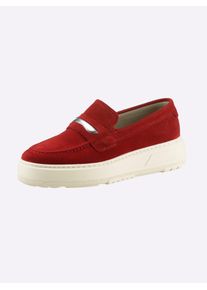 Heine Damen Slipper, Gr. 40, rot, Leder, Veloursleder, modisch, Schuhe