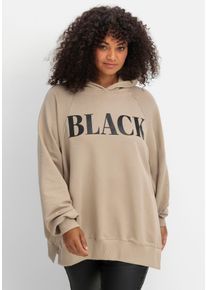 sheego loves miss goodlife Große Größen Kapuzensweatshirt mit Wordingprint vorn und hinten Gr. 56 beige von sheego für Damen