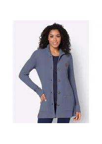 Cardigan Casual Looks Gr. 42, blau (taubenblau) Damen Strickjacken