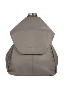 Cityrucksack Bruno Banani, Damen, Gr. B/H/T: 20cm x 27cm x 12cm, onesize, grau, Leder, Rindsleder, Rucks&auml;cke Cityrucksack, echt Leder