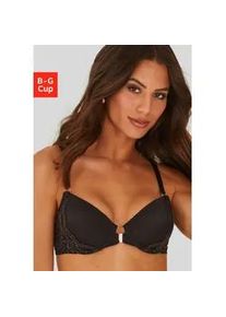 Neckholder-BH Lascana Gr. 70, Cup G, schwarz (schwarz, bronzefarben) Damen BHs mit praktischem Vorderverschluss, Dessous