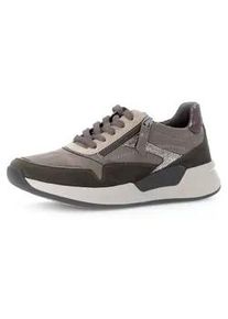 Keilsneaker Gabor ROLLINGSOFT Gr. 38, grau (taupe kombiniert) Damen Schuhe Komfortschuh, Halbschuh, Schnürschuh mit recyceltem Fußbett