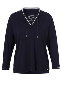 Via Appia Due Große Größen Sweatshirt mit Tunnelzug am V-Ausschnitt Gr. 50 blau für Damen