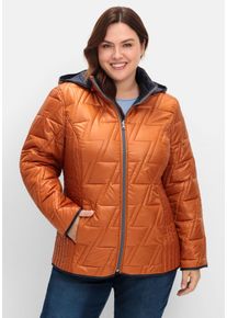 Große Größen Wendesteppjacke mit Kapuze und Stehkragen Gr. 50 braun von sheego für Damen
