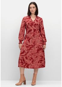 sheego by Joe Browns Große Größen Jerseykleid mit Paisleydruck und Blusenkragen Gr. 48 rot von sheego für Damen