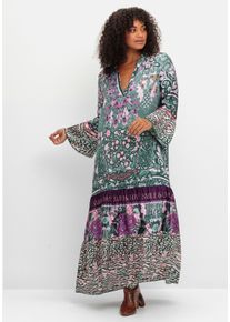 sheego loves miss goodlife Große Größen Maxikleid im Mustermix, mit Volants Gr. 44 lila von sheego für Damen