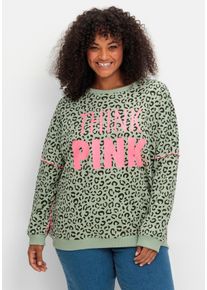 sheego loves miss goodlife Große Größen Sweatshirt mit Frontprint und Rundhalsausschnitt Gr. 50 grün von sheego für Damen