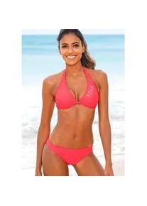 Bügel-Bikini Venice Beach Gr. 44, Cup F, rot (coral) Damen Bikini-Sets mit kontrastfarbigen Schriftzug