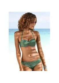 Bügel-Bandeau-Bikini Bruno Banani Gr. 40, Cup D, grün (smaragd) Damen Bikini-Sets mit Pailletten