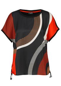 Via Appia Due Große Größen Tunika mit Frontprint und zwei Saumbändern Gr. 48 schwarz für Damen