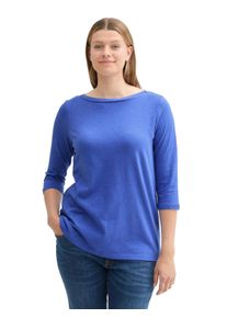 Tom Tailor Große Größen 3/4-Arm-Shirt mit U-Boot-Ausschnitt Gr. 44 blau für Damen