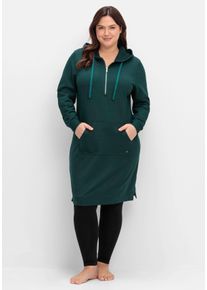 Große Größen Kniefreies Kapuzensweatkleid mit Kängurutasche Gr. 44/46 grün von sheego für Damen