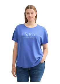 Tom Tailor Große Größen T-Shirt mit Statementprint Gr. 54 blau für Damen