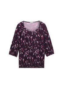 Tom Tailor Große Größen Shirt in Crinkle-Optik, mit Gummizugsaum Gr. 52 rot für Damen