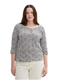 Tom Tailor Große Größen Shirt in Crinkle-Optik, mit Gummizugsaum Gr. 52 blau für Damen