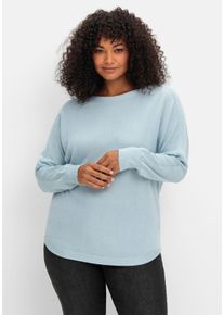 Große Größen Pullover mit U-Boot-Ausschnitt Gr. 42 blau von sheego für Damen