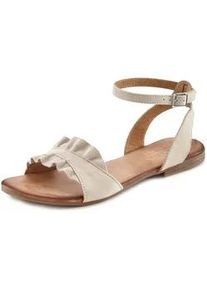 Sandale Lascana Gr. 39, beige Damen Schuhe Sandalette, Sommerschuh aus hochwertigem Leder mit kleinen Rüschen