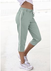 Lascana Caprihose grün Gr. 32 für Damen. Mit Bindeband, Kontraststreifen. Basic