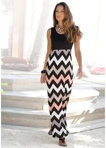 Lascana Maxikleid mehrfarbig Gr. 34 für Damen. Mit Rundhals. Figurumspielend
