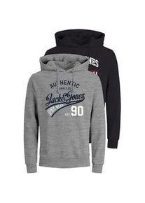 Jack & Jones Kapuzensweatshirt JACK & JONES "ETHAN SWEAT HOOD 2PK" Gr. S (46), grau (hellgrau meliert) Herren Sweatshirts