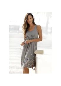 Beach Time Strandkleid BEACHTIME Gr. 46, N-Gr, grau (taupe) Damen Kleider mit Blumenprint, Minikleid, Sommerkleid, Strandkleid