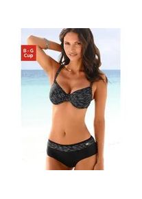 Bügel-Bikini Kangaroos Gr. 44, Cup G, schwarz (schwarz, bedruckt) Damen Bikini-Sets mit höher geschnittener Hose