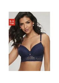 Schalen-BH Lascana "Nina" Gr. 80, Cup D, blau (dunkelblau) Damen BHs in leichter Longform aus graphischer Spitze, sexy Dessous