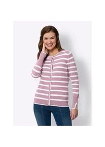 Cardigan Heine Gr. 38, rosa (rosé, weiß, gestreift) Damen Strickjacken