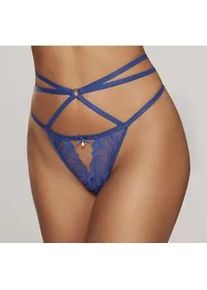 String Lascana Gr. 40/42, blau (royalblau) Damen Unterhosen mit extravaganter Bänder-Optik und sexy Cut-Out