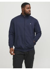 Jack & Jones PlusSize Herren Sweatshirt "JJEPAULOS SWEAT ZIP NOOS PLS", blau, casual, Gr. 6XL, JACK & JONES PLUSSIZE, Interlock, Obermaterial: 50% Baumwolle, 50%