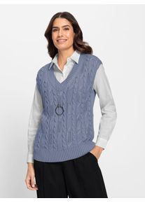 Inspirationen Damen Pullunder "Pullunder", blau, Gr. 38, unifarben, 50% Baumwolle, 50% Polyacryl, Pullover
