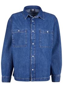 Urban Classics Damen Langarmhemd "Urban Classics Damen Ladies Oversized Denim Shirt", blau, Gr. XXXL, unifarben, 100% Baumwolle, Hemden