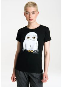 logoshirt Damen T-Shirt "Harry Potter - Hedwig", schwarz, casual, Gr. M, bedruckt, 100% Baumwolle, Shirts, mit niedlichem Hedwig-Print