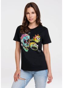 logoshirt Damen T-Shirt "Rick & Morty - Eyeball Skull", schwarz, casual, Gr. S, bedruckt, 100% Baumwolle, Shirts, mit lizenziertem Print