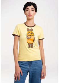 logoshirt Damen T-Shirt "Die Sendung mit der Maus - Die Maus", gelb, casual, Gr. XL, bedruckt, 100% Baumwolle, Shirts, mit lizenziertem Print