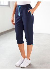 Damen Caprihose, blau, Gr. 56, unifarben, 100% Polyester, Hosen