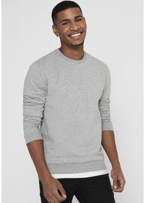 Only & Sons ONLY & SONS Herren Sweatshirt "CERES LIFE CREW NECK SWEATSHIRT", grau, casual, Gr. XXL, meliert, angeraute Sweatware, Obermaterial: 65% Baumwolle,