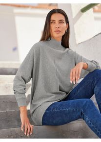 Heine Damen Strickpullover "Pullover", grau, Gr. 42, unifarben, 100% Baumwolle, Pullover