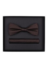 Venti Herren Fliege "Venti Set aus Fliege und Einstecktuch gemustert", braun, 100% Seide, Fliegen