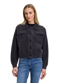 AMBER & JUNE AMBER & JUNE Damen Strickjacke "Amber & June Winter-Strickjacke mit aufgesetzter Brusttasche", grau, casual, Gr. 42, Obermaterial: 80% Polyamid, 13%