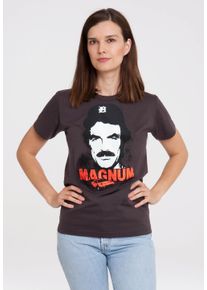 logoshirt Damen T-Shirt "Magnum", grau, casual, Gr. M, bedruckt, 100% Baumwolle, Shirts, mit coolem Print