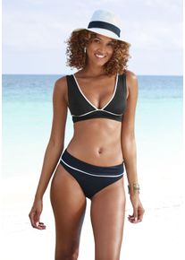 Vivance Damen Triangel-Bikini-Top "Lorena", schwarz, Gr. 34, unifarben, Recycling-Polyamid, Bikini-Oberteile, mit kontrastfarbenem Piping