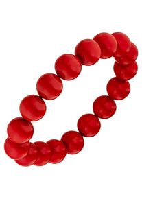 Jobo Damen Perlenarmband, Perlen, rot, Perlen, Armbänder, mit Muschelkern-Perle 19 cm